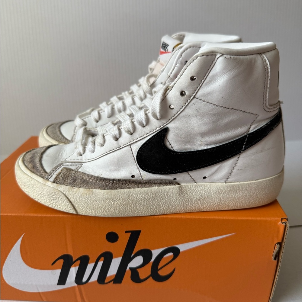 Nike White and Black Leather blazer Sneakers Women size 6